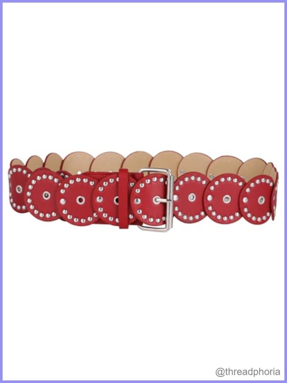 Faux Leather Studded Waist Belt Chunky Disk Buckle Wide Western Style